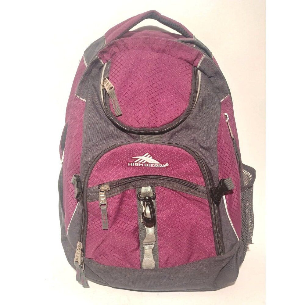 High Sierra Purple Gray Backpack Suspension Strap System w Rain jacket TechSpot